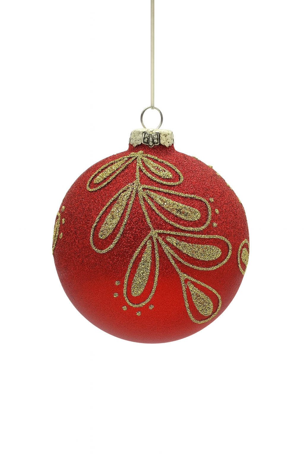Gold Red Leaf Ball Hanging - 6 Pack