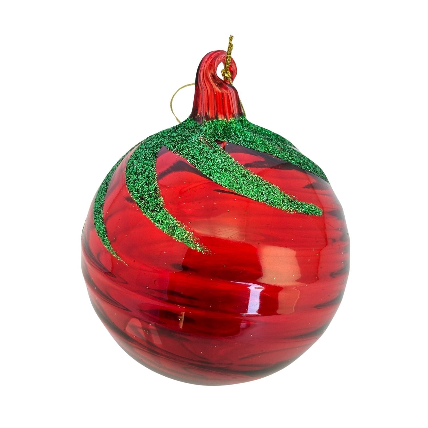 Red Transparent Swirl Ball Hanging - 6 Pack
