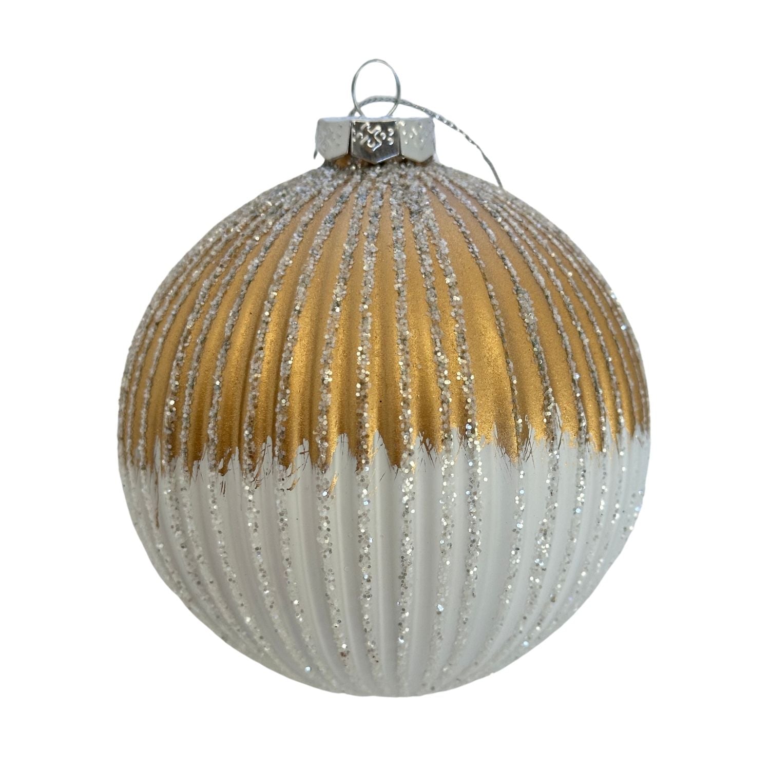 Gold White Ombre Ball Hanging - 6 Pack