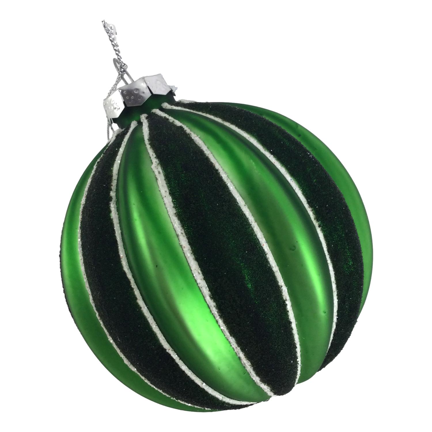 Green Striped Ball Hanging - 6 Pack