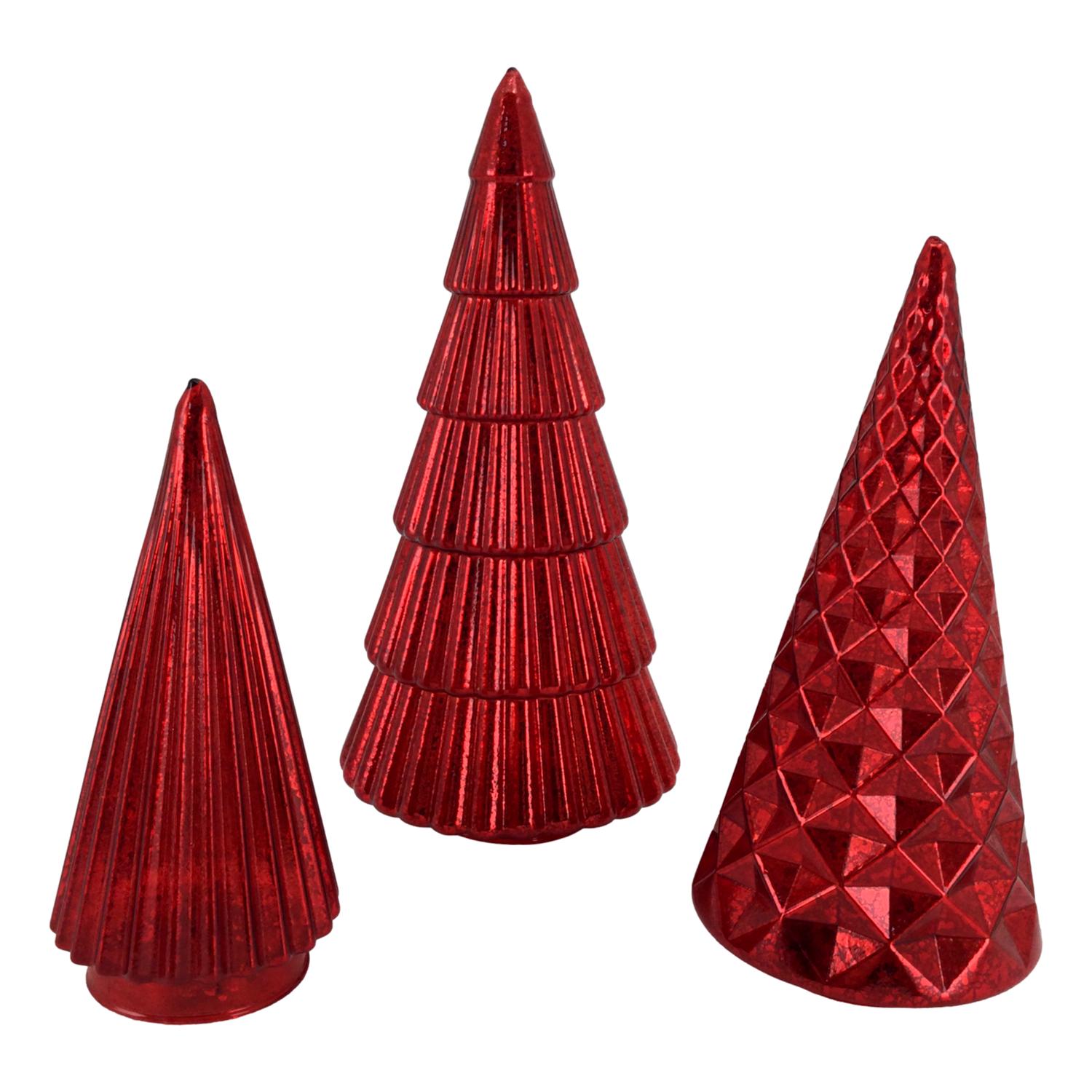 Red Glass Trees - 3 Pack