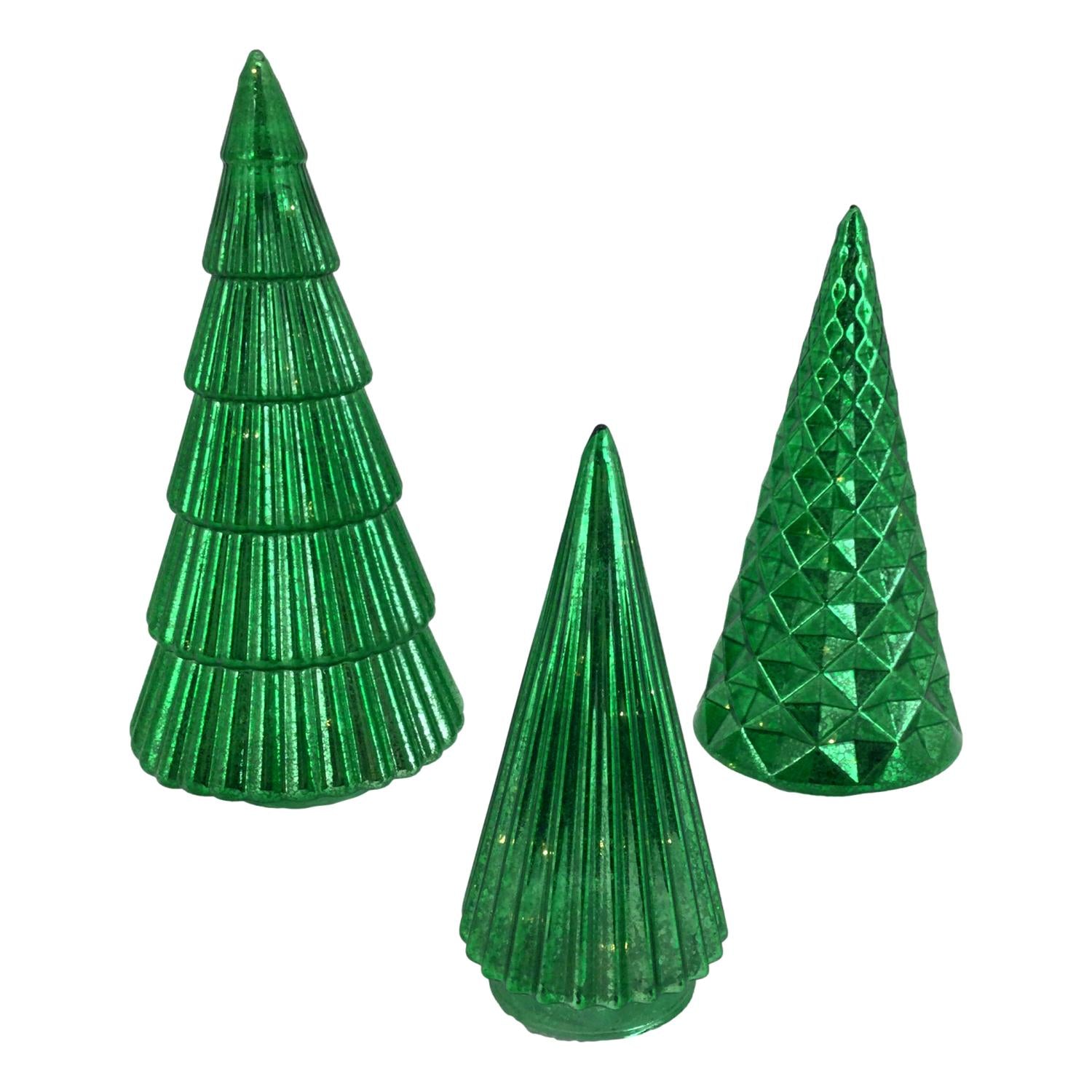Emerald Glass Trees - 3 Pack