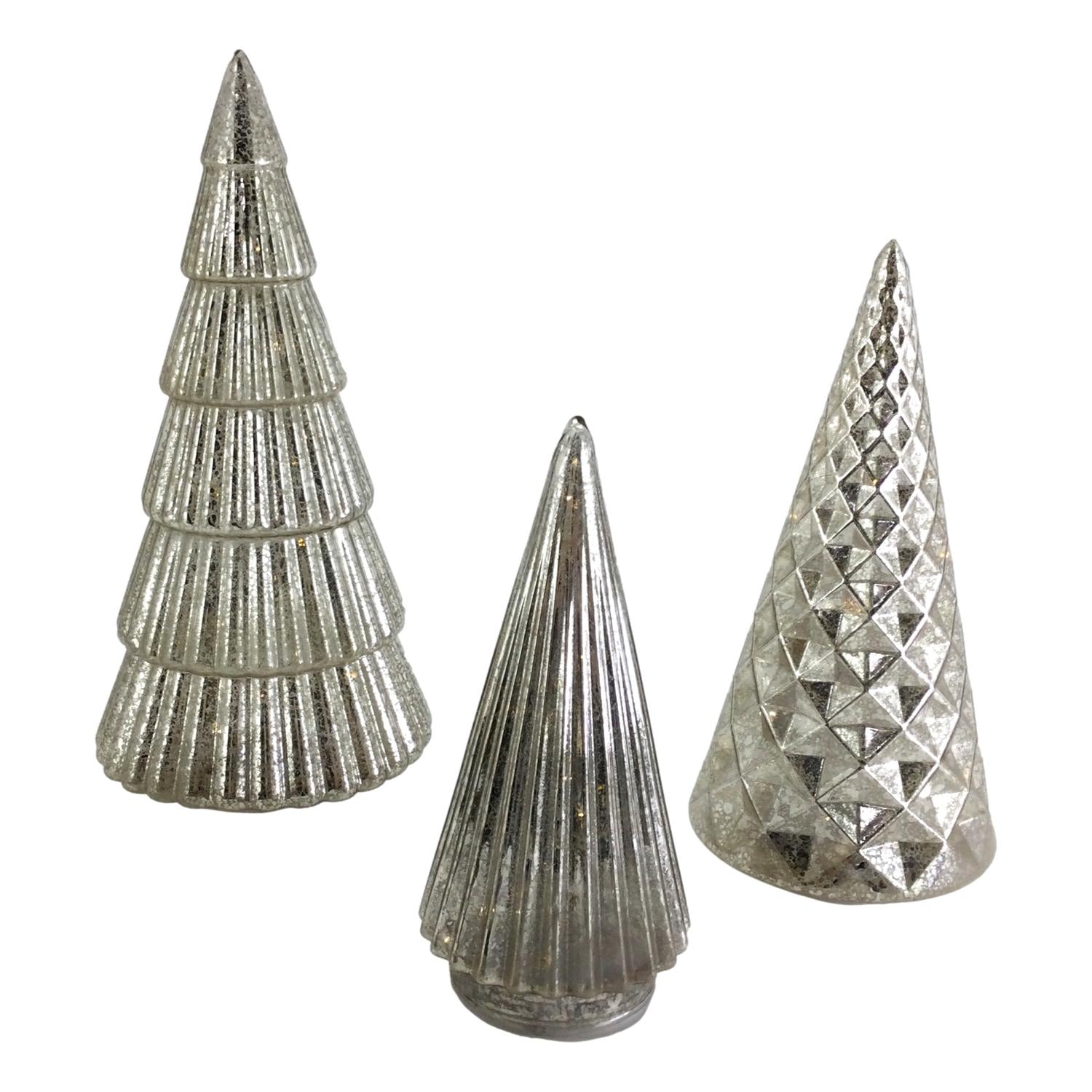 Silver Glass Trees - 3 Pack