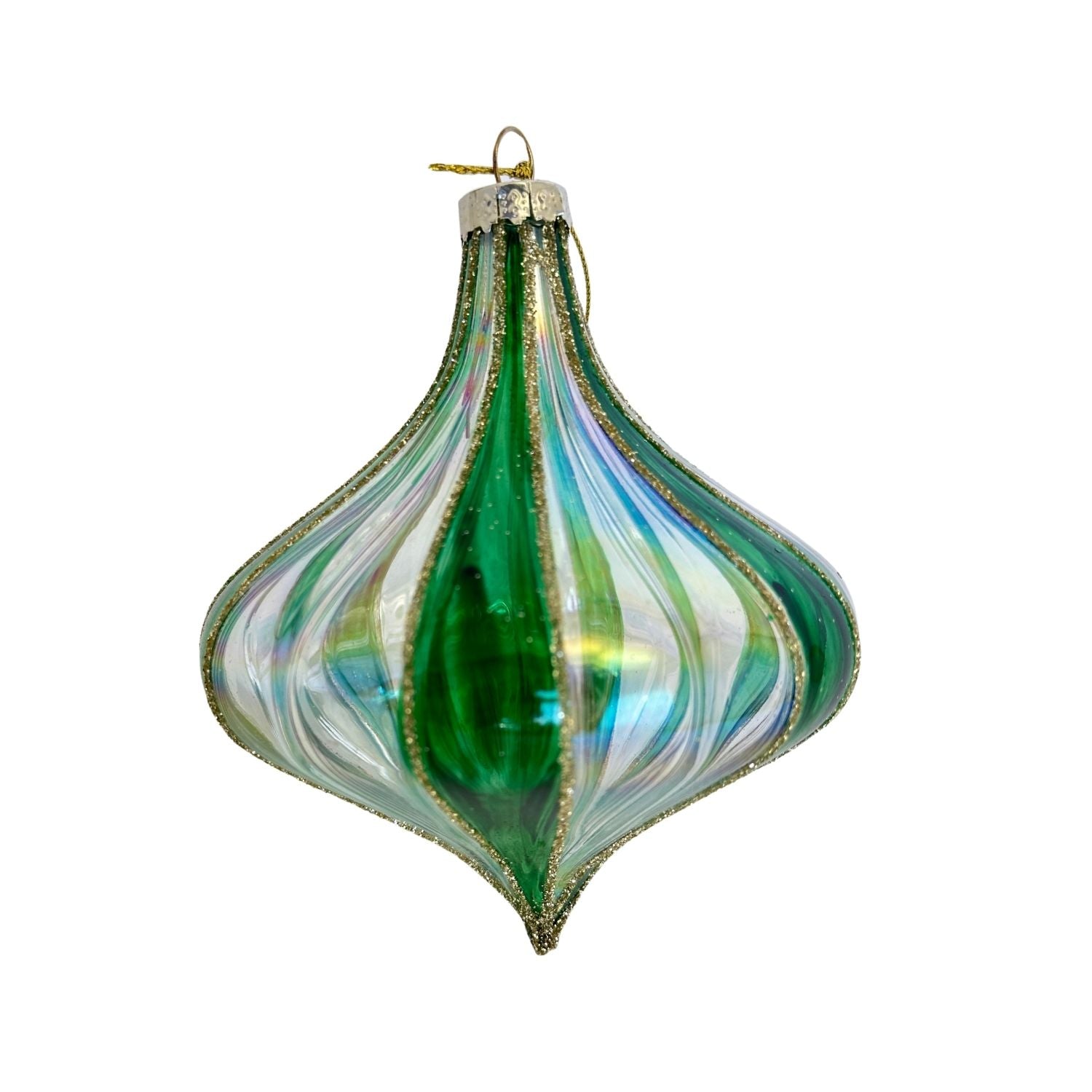 Green Striped Hanging Ornament - 6 Pack