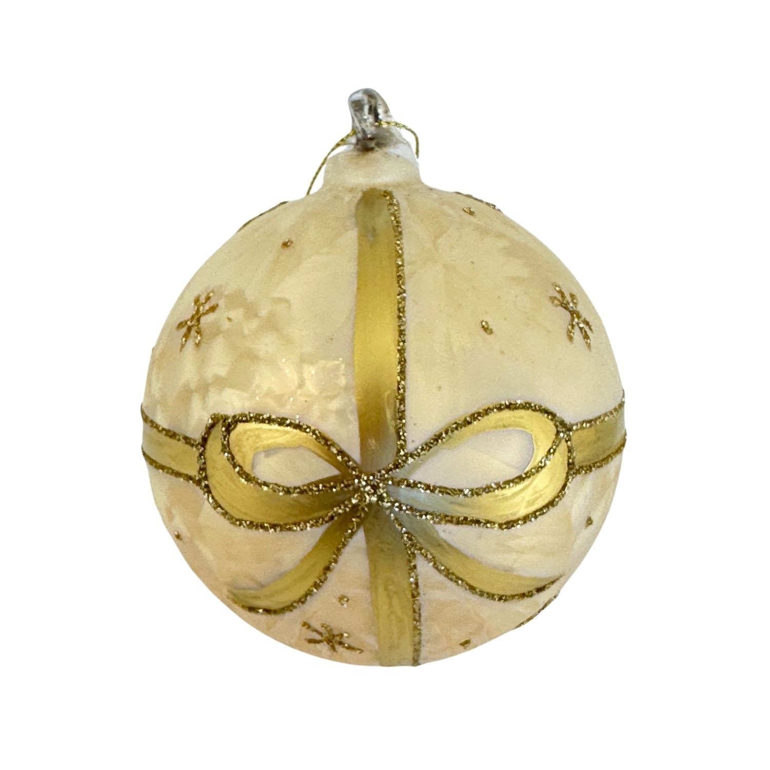 Gold Bow Ball Hanging - 6 Pack