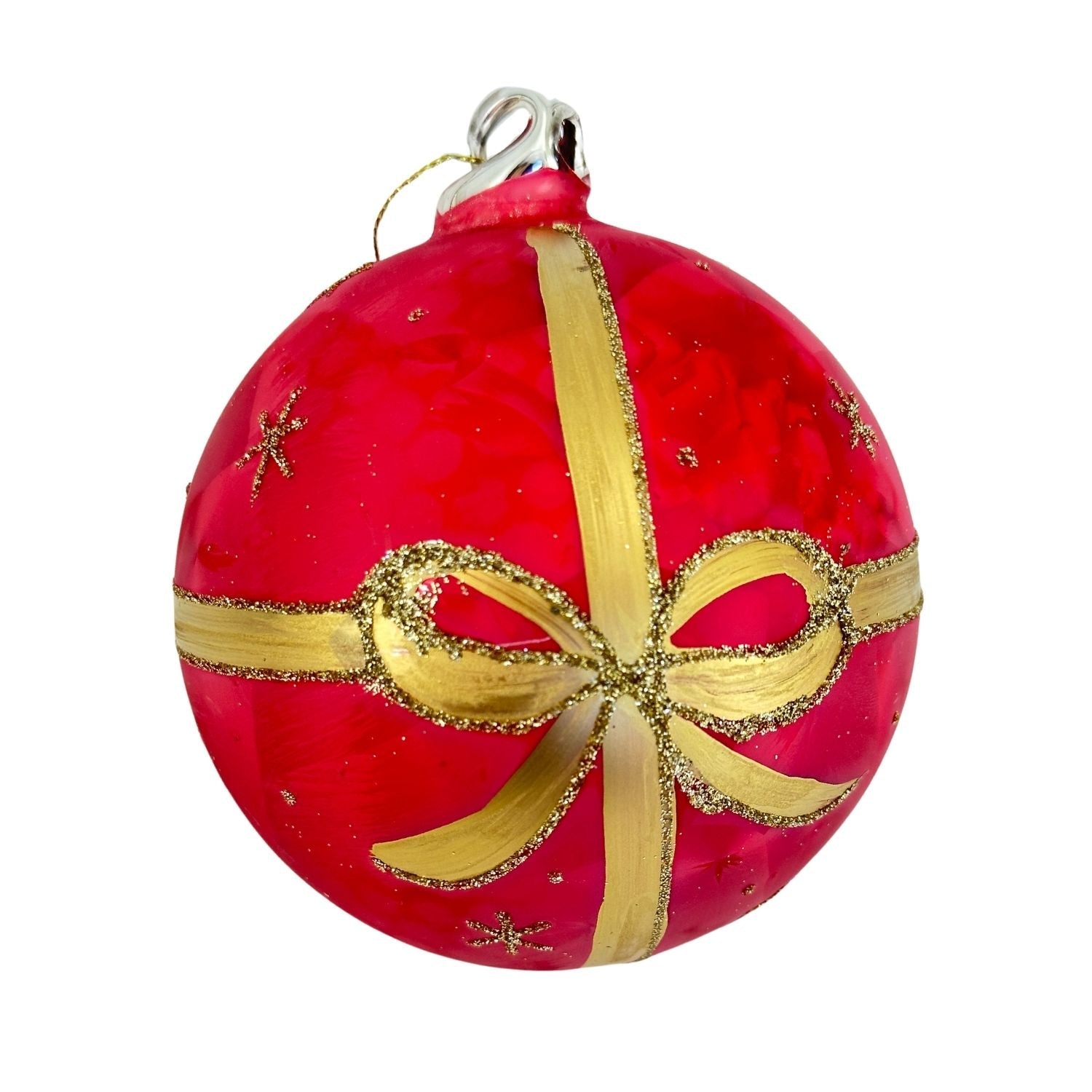 Red Bow Ball Hanging - 6 Pack