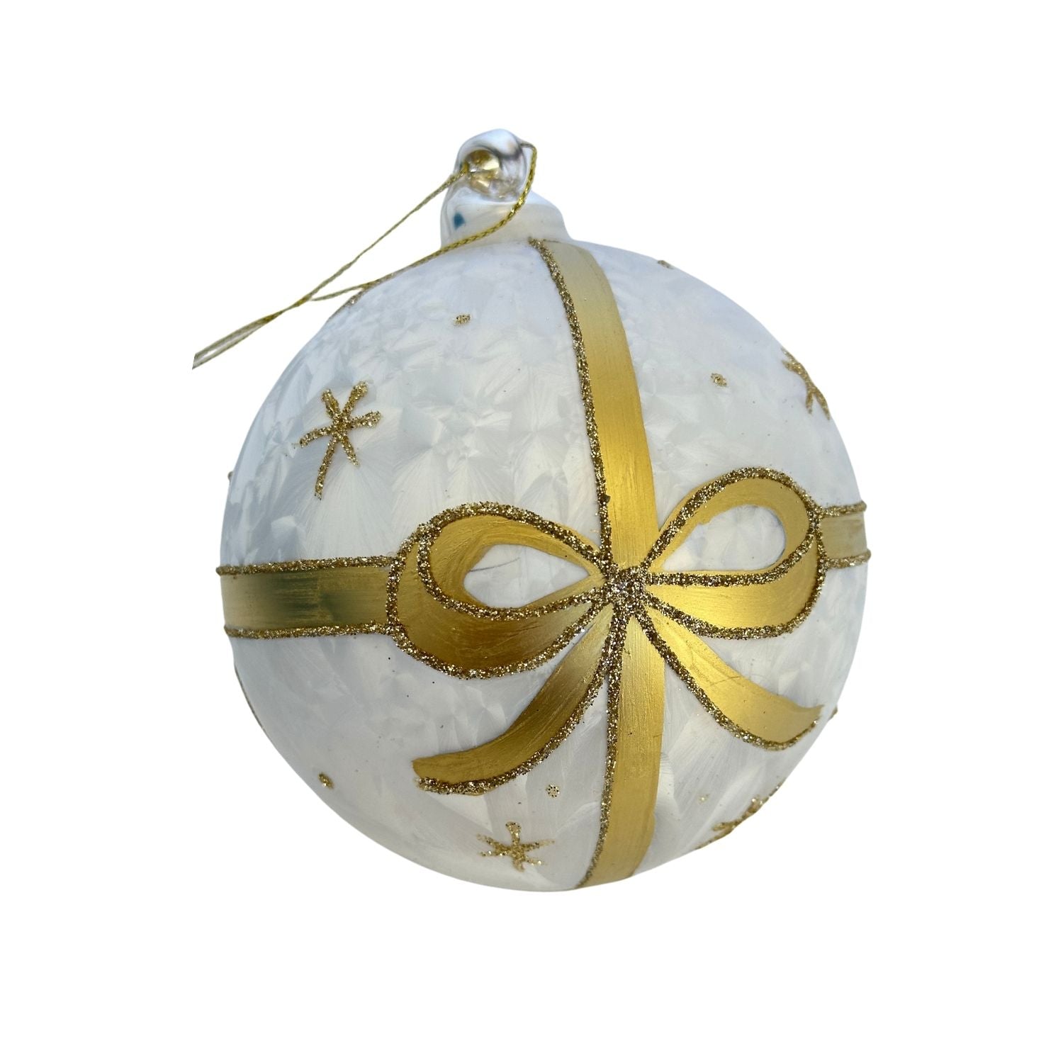 White Bow Ball Hanging - 6 Pack