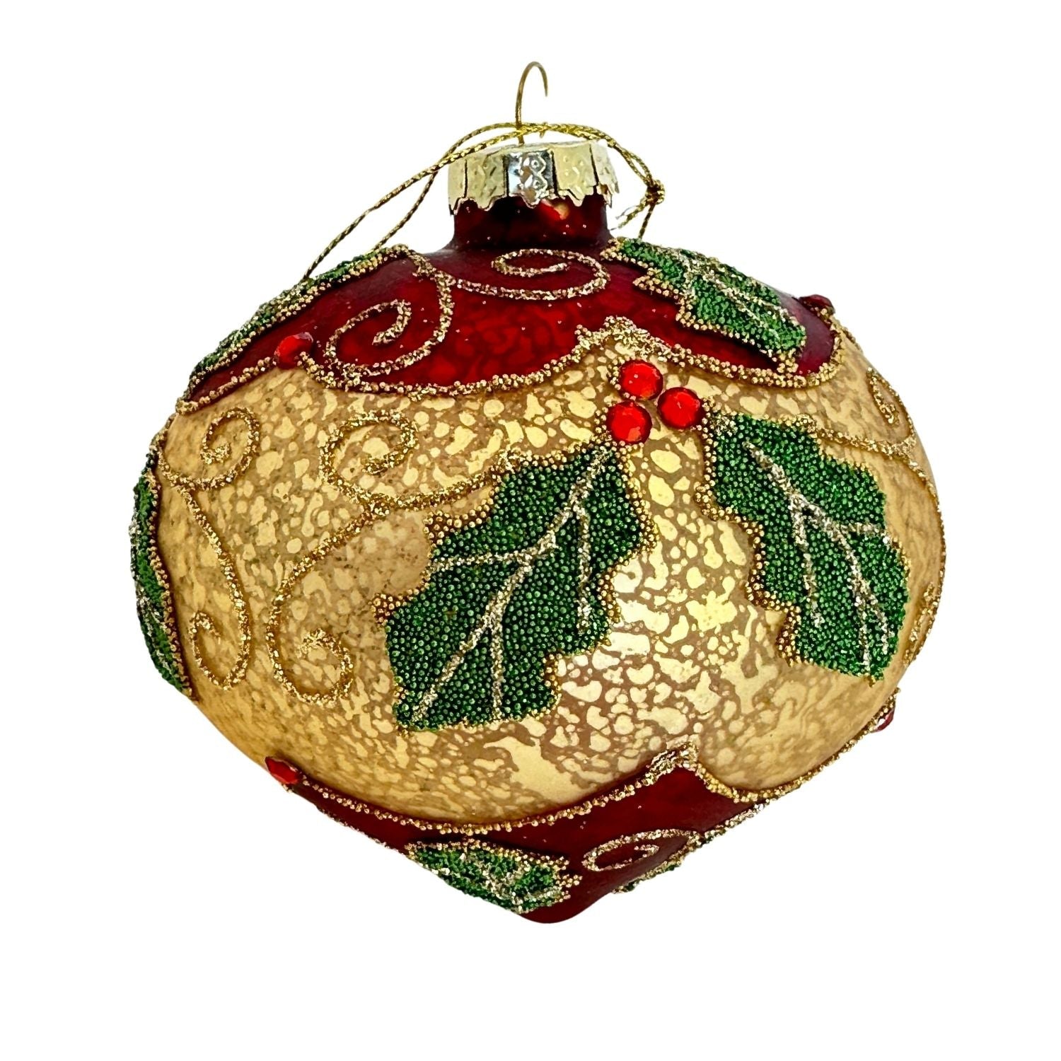 Red Gold Holly Drop Hanging - 6 Pack