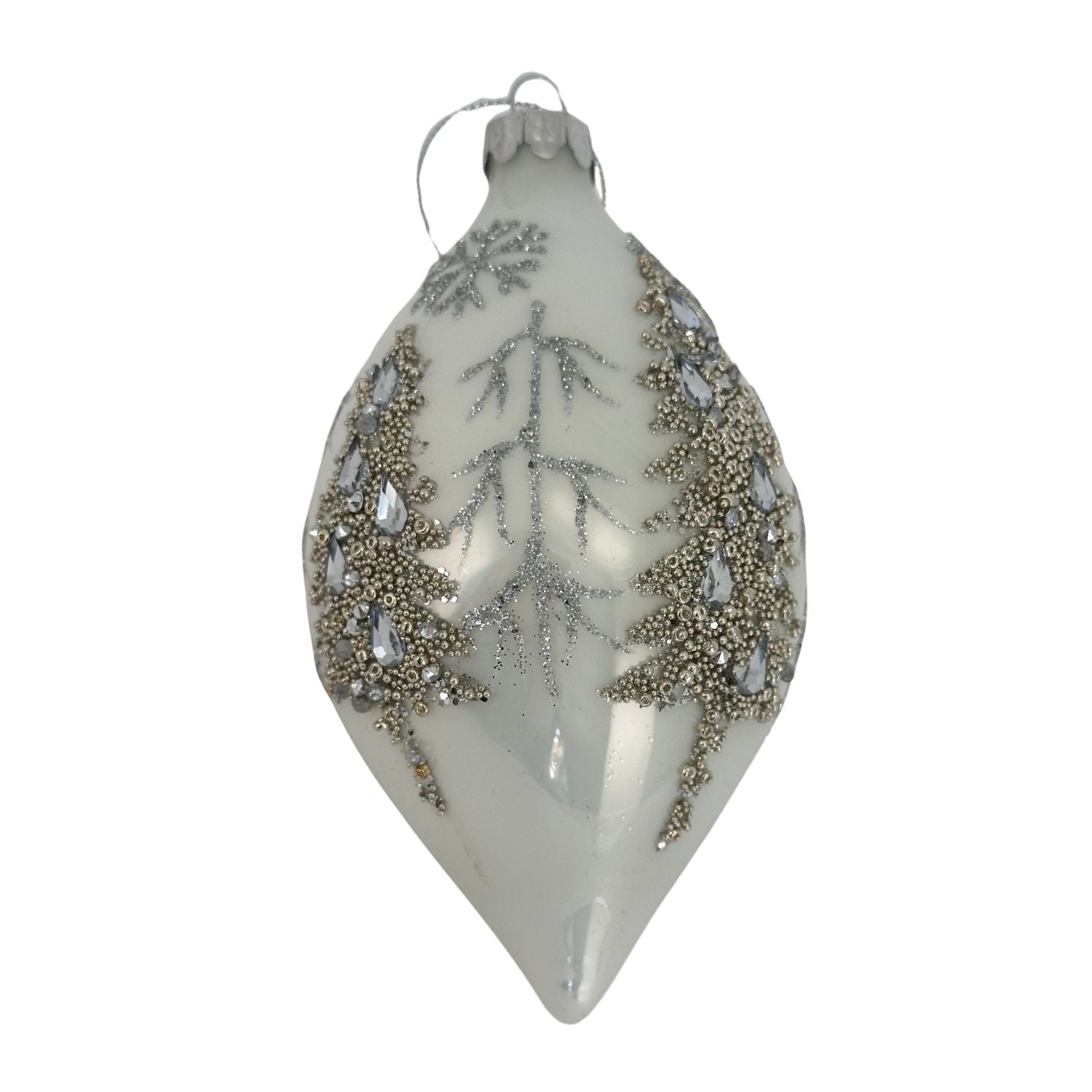 White Silver Tree Long Drop Hanging - 6 Pack