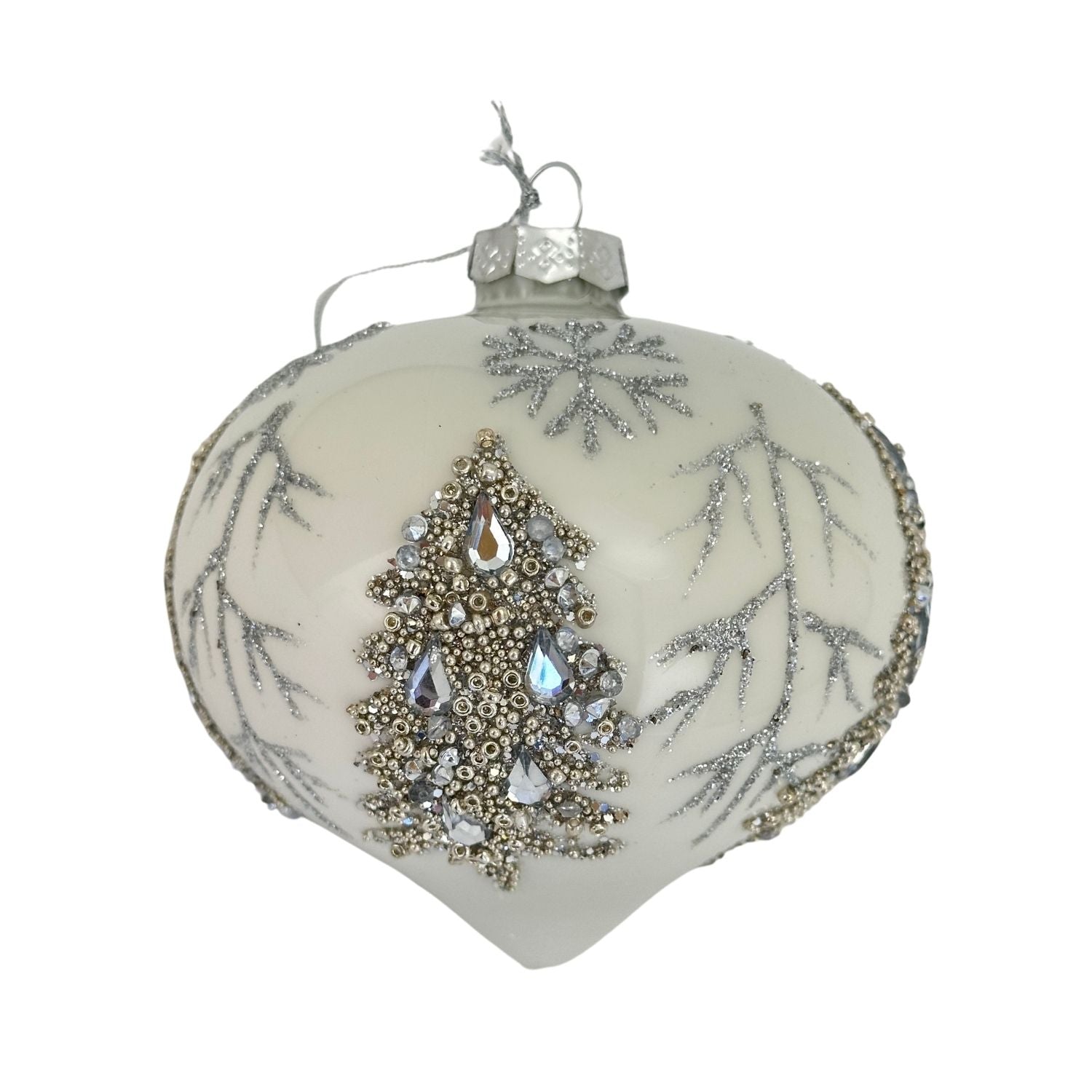 White Silver Tree Drop Hanging - 6 Pack