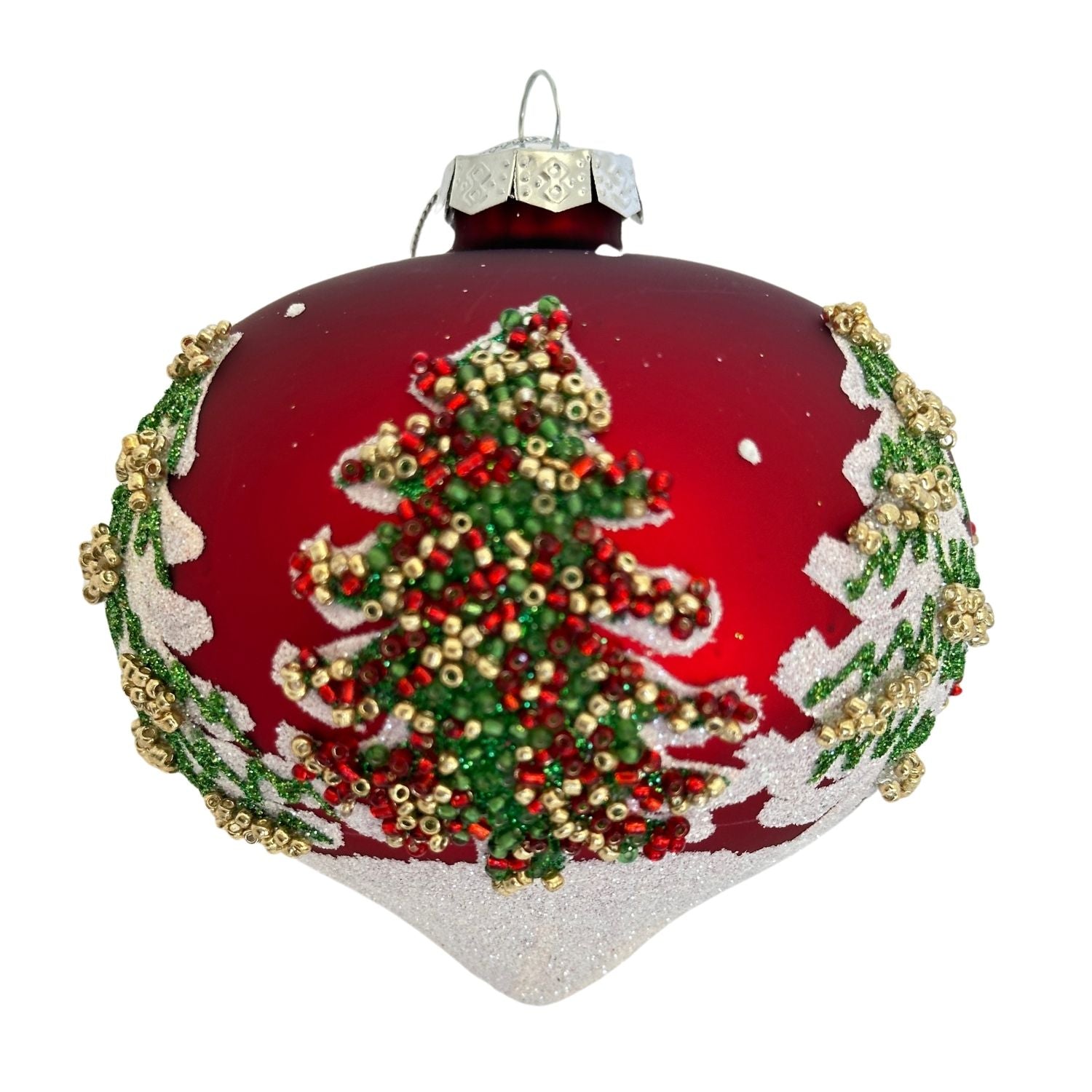 Classic Red Christmas Tree Drop Bauble - 6 Pack