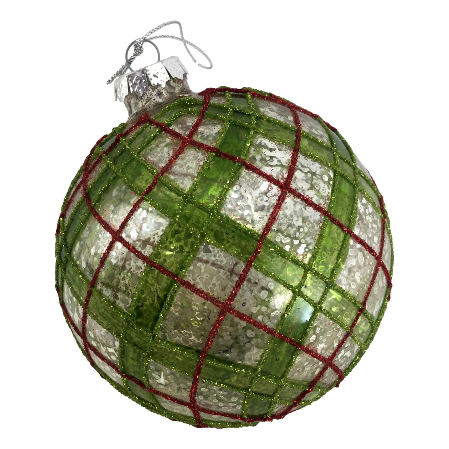 Red Green Harlequin Ball Hanging - 6 Pack