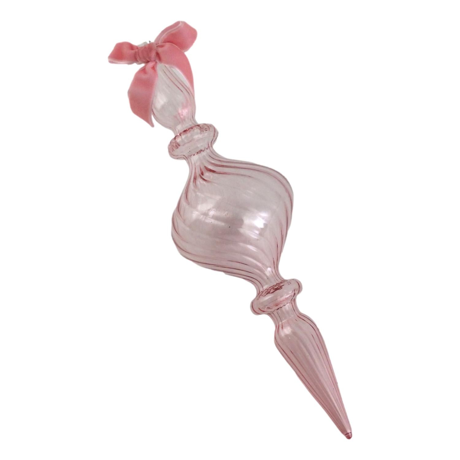 Clear Pink Finial Hanging - 6 Pack
