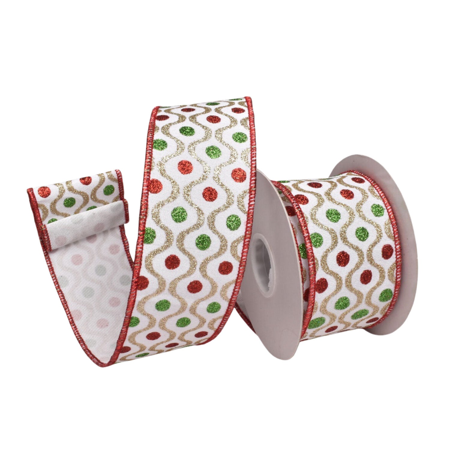 Festive Red, Green & Gold Spotted Ribbon
