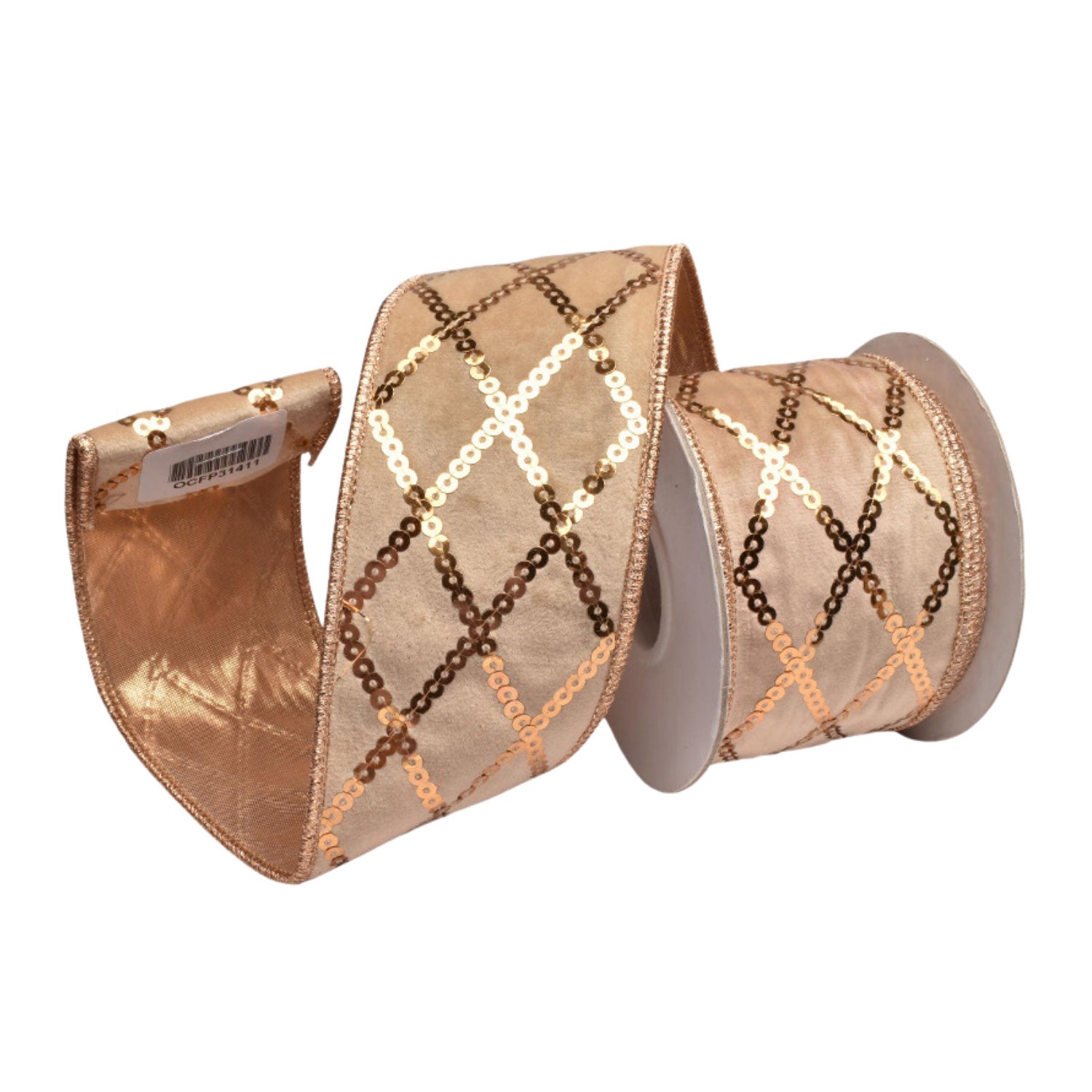Champagne Sequin Diamond Ribbon