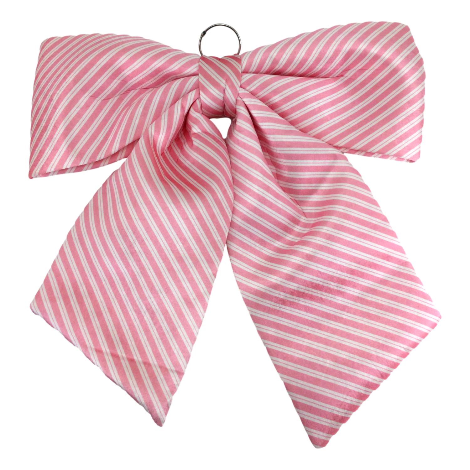 Pink & White Striped Christmas Bow