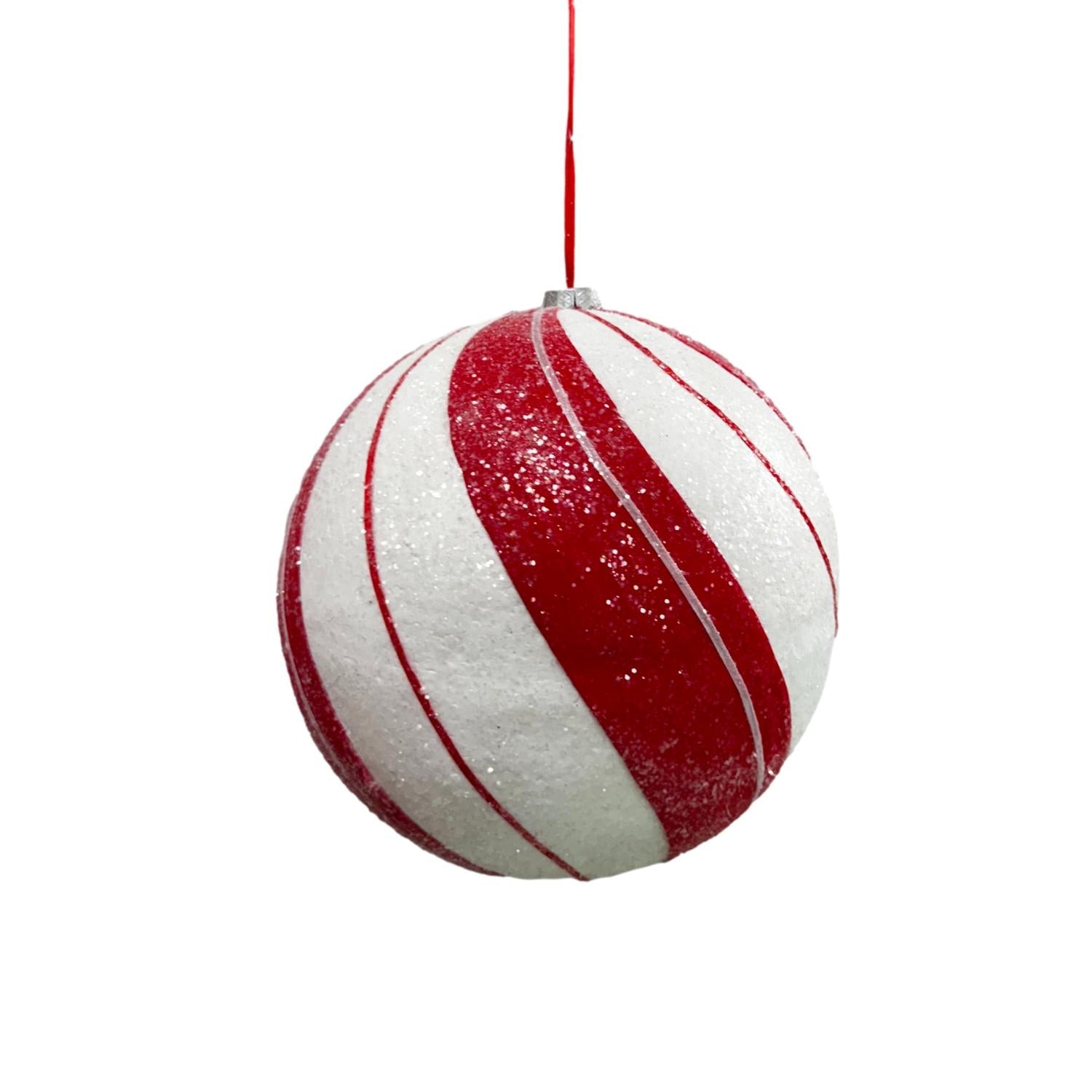 24cm Peppermint Swirl Ball Hanging