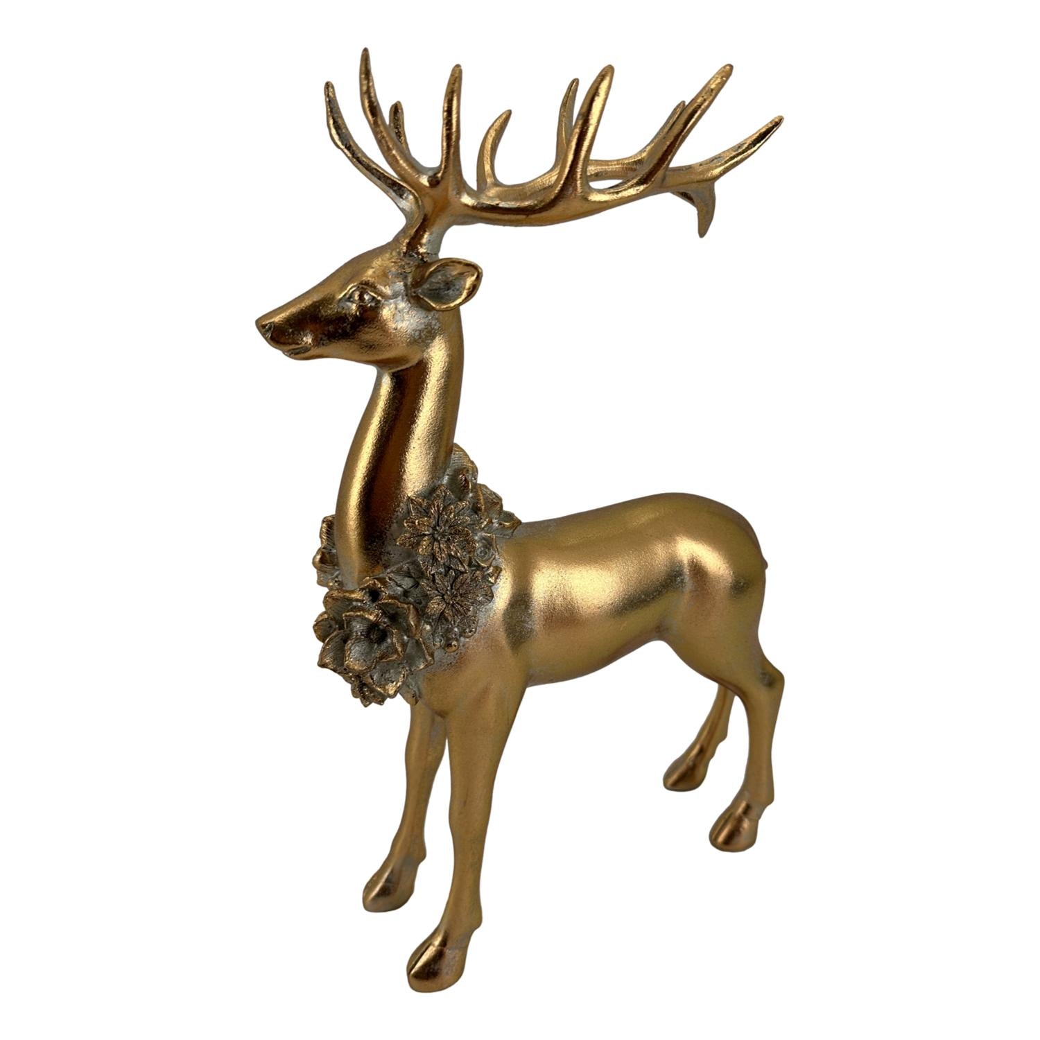 35cm Gold Standing Reindeer