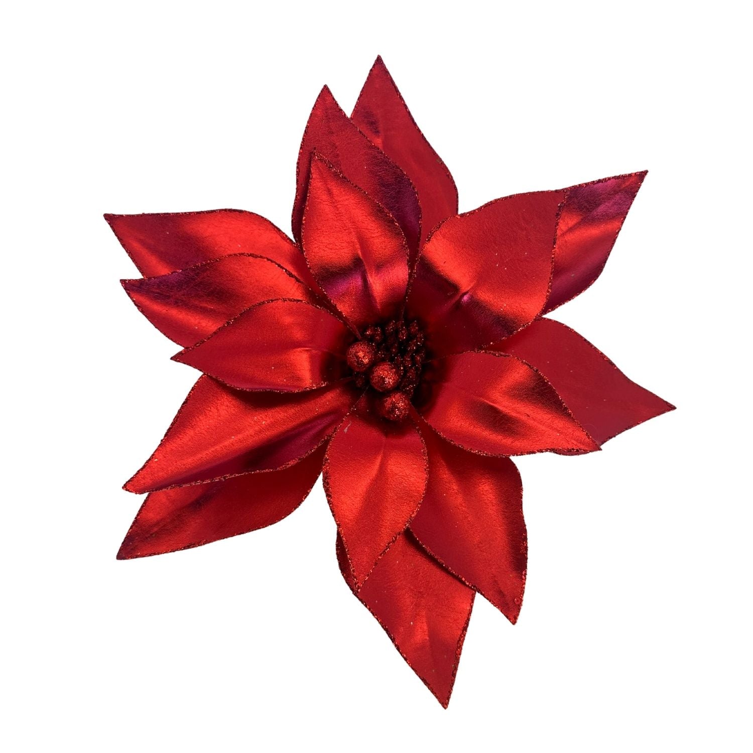 Red Metallic Poinsettia - 6 Pack