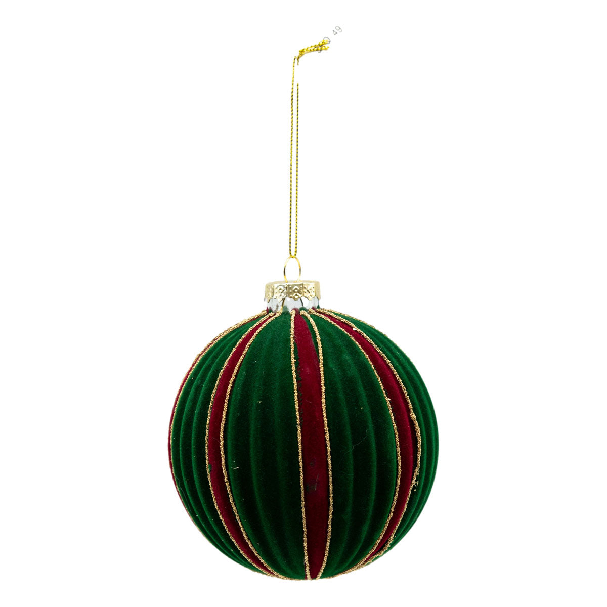 Red & Green Striped Bauble - 6 Pack