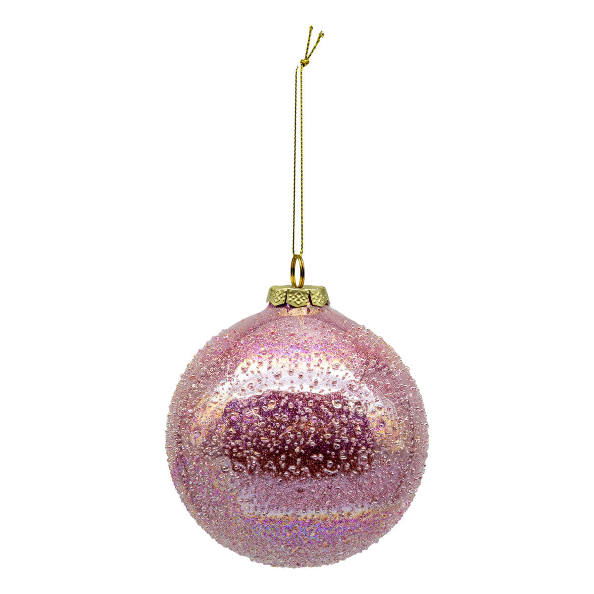 Pink Glitter Glass Bauble - 6 Pack