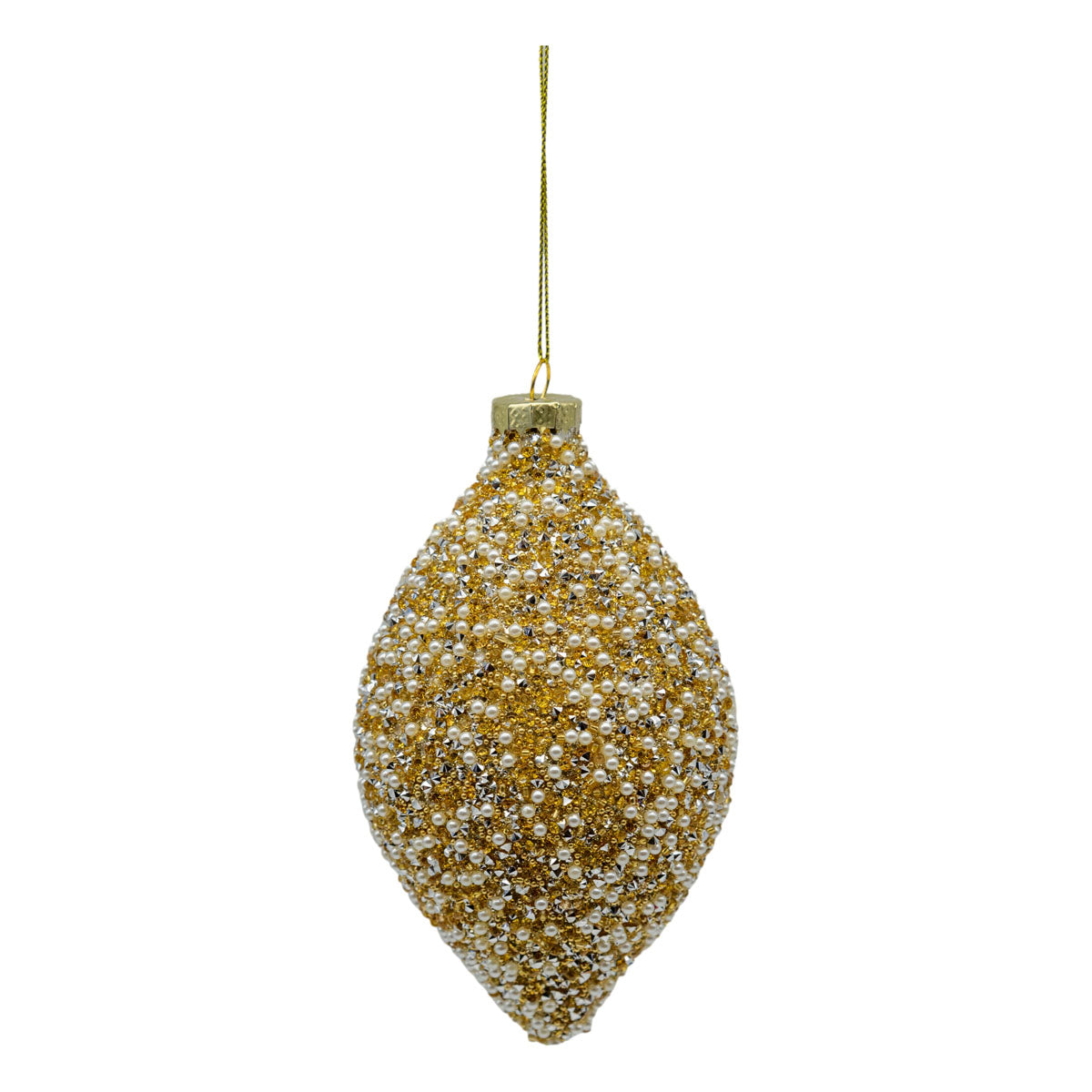 Golden Pearl Long Drop Bauble - 6 Pack