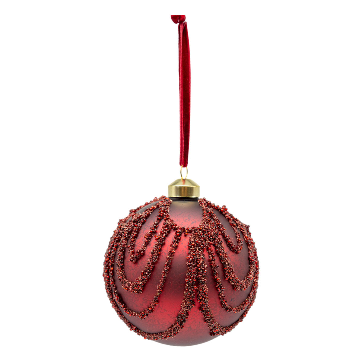Red Beaded Bauble - 6 Pack