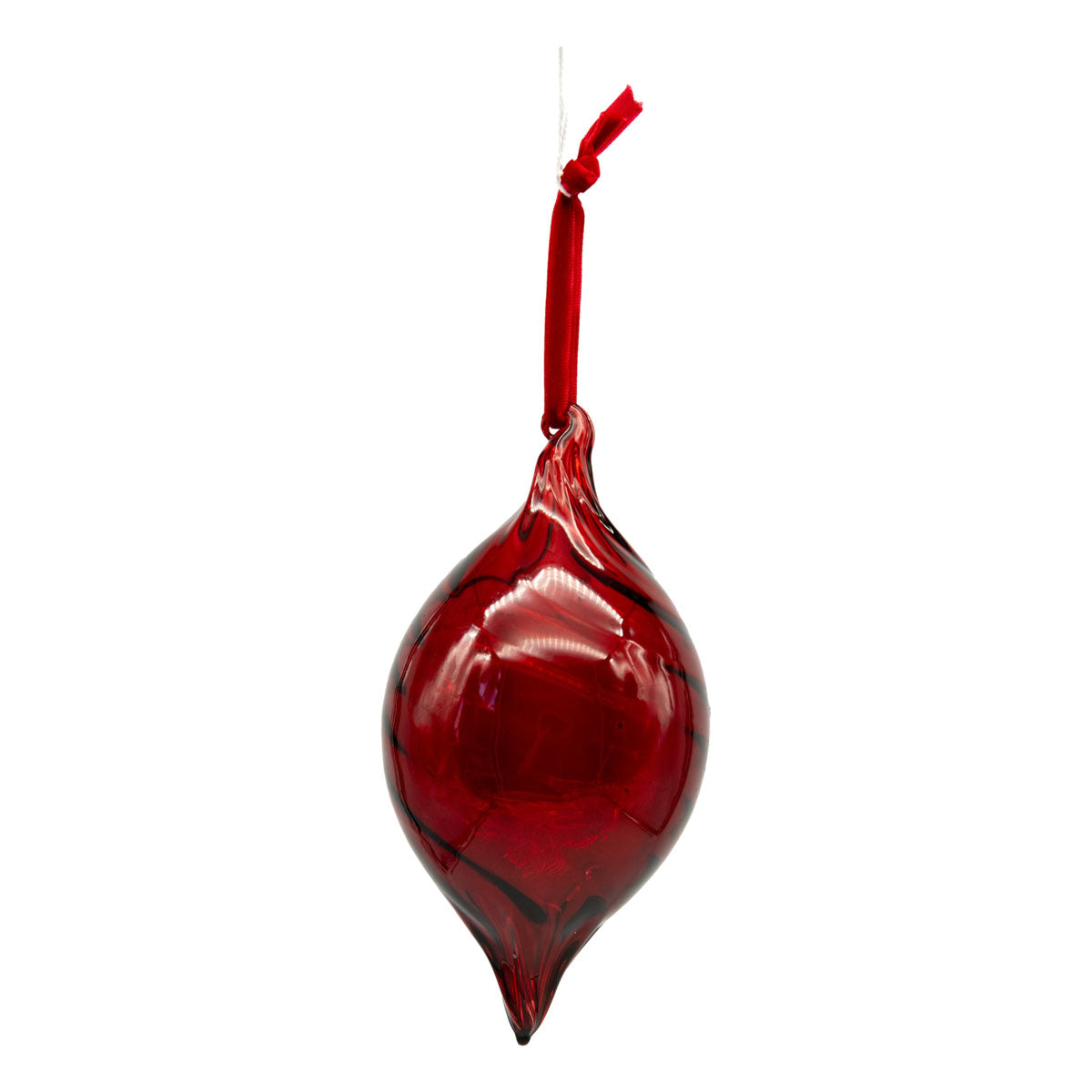 Glossy Red Longdrop Christmas Bauble - 6 Pack