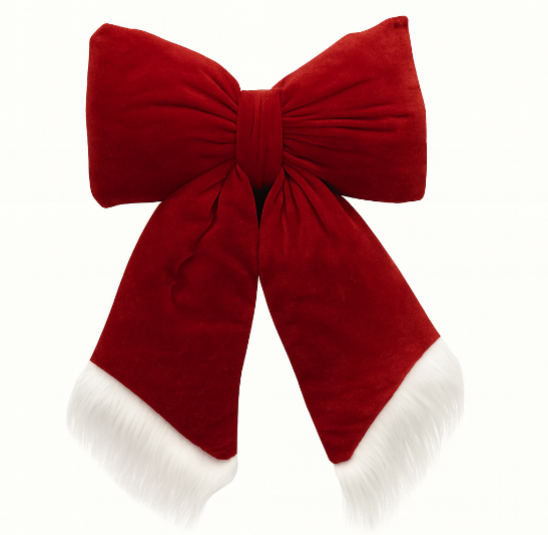Red Velvet Bow With Fur Trim
